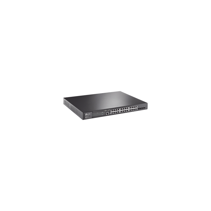 Switch PoE+ JetStream SDN Administrable 28 puertos 10/100/1000 Mbps + 4 puertos SFP, 24 puertos PoE, 384W, administración centra