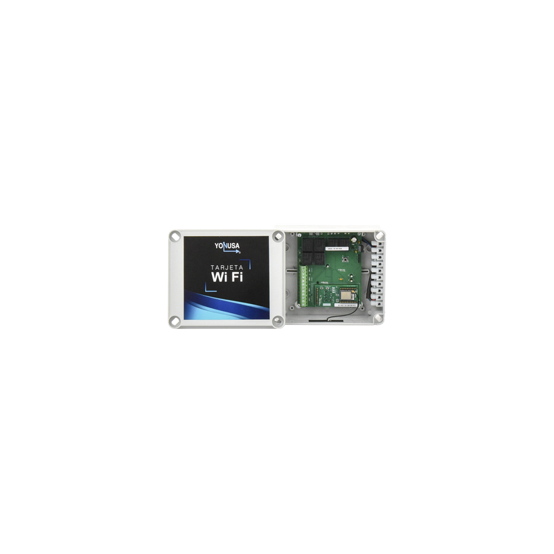 Modulo WIFI con gabinete para uso en Energizadores YONUSA/Aplicación sin costo/Activación Remota de 4 salidas tipo Relay con alt